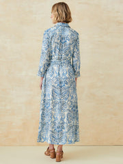 J.McLaughlin Freda Dress In Paisley Flourish Off White/dark Blue | Women Dresses