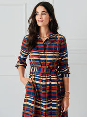 J.McLaughlin Freda Dress In Plaid Flourish Navy/multi | Women Dresses