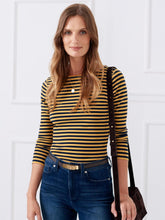 J.McLaughlin Goldie Tee In Stripe Navy/marigold | Women Shirts & Tops