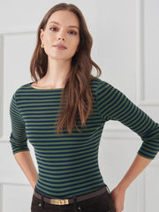J.McLaughlin Goldie Tee In Stripe Navy/olive | Women Shirts & Tops