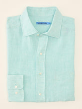 J.McLaughlin Gramercy Classic Fit Linen Shirt Aqua | Men Shirts