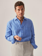 J.McLaughlin Gramercy Classic Fit Linen Shirt French Blue | Men Shirts