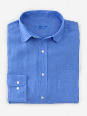 J.McLaughlin Gramercy Classic Fit Linen Shirt French Blue | Men Shirts