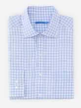 J.McLaughlin Gramercy Classic Fit Linen Shirt In Gingham Blue/white | Men Shirts