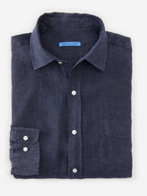 J.McLaughlin Gramercy Classic Fit Linen Shirt Navy | Men Shirts