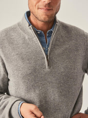 J.McLaughlin Henry Cashmere 1/4 Zip Pewter | Men/Women Sweaters