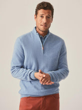 J.McLaughlin Henry Cashmere 1/4 Zip Washed Denim | Men/Women Sweaters
