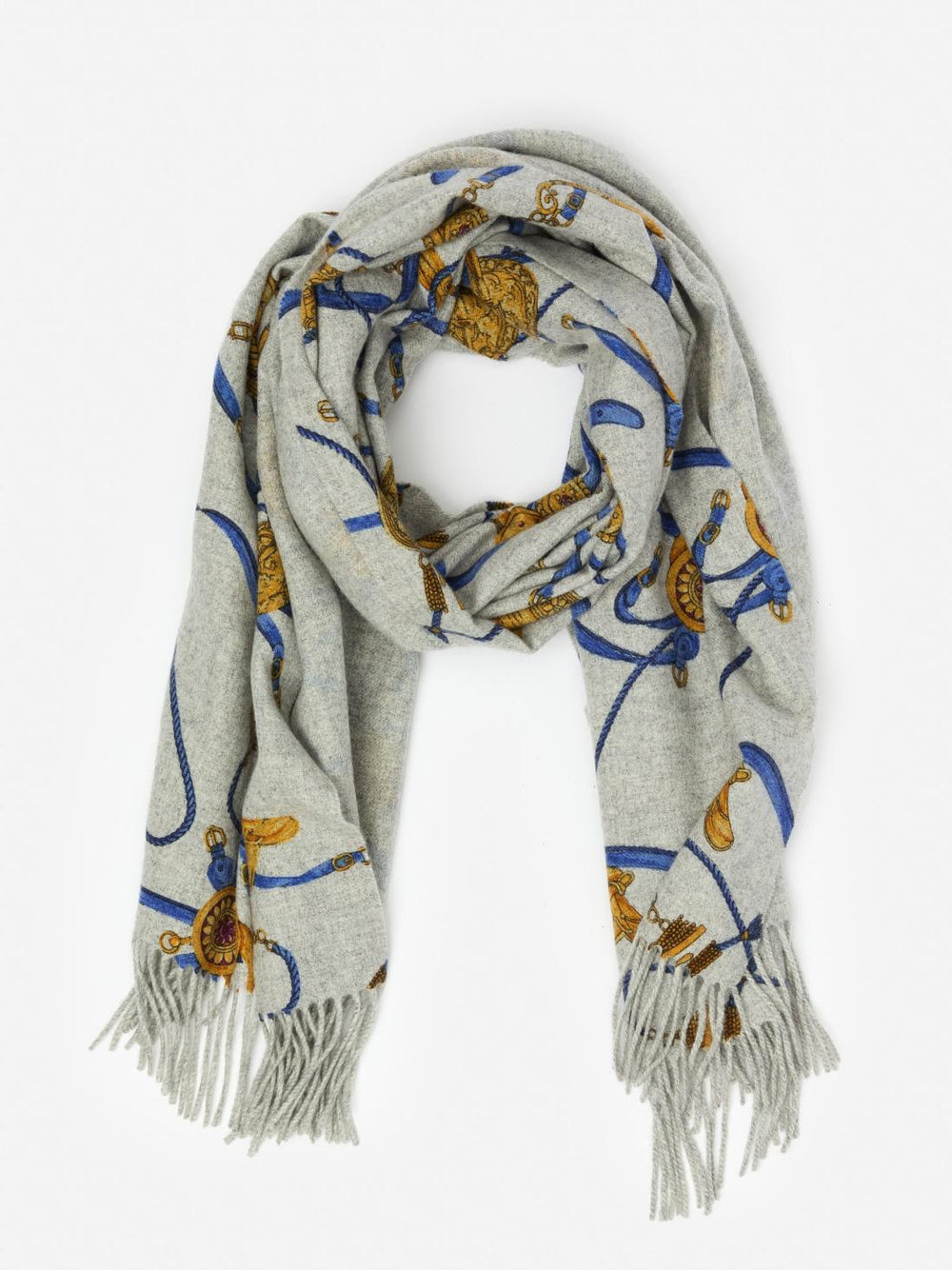 J.McLaughlin Jaipur Cashmere Scarf In Neo Scylla Heather Gray/royal Blue | Women Shoes & Accessories