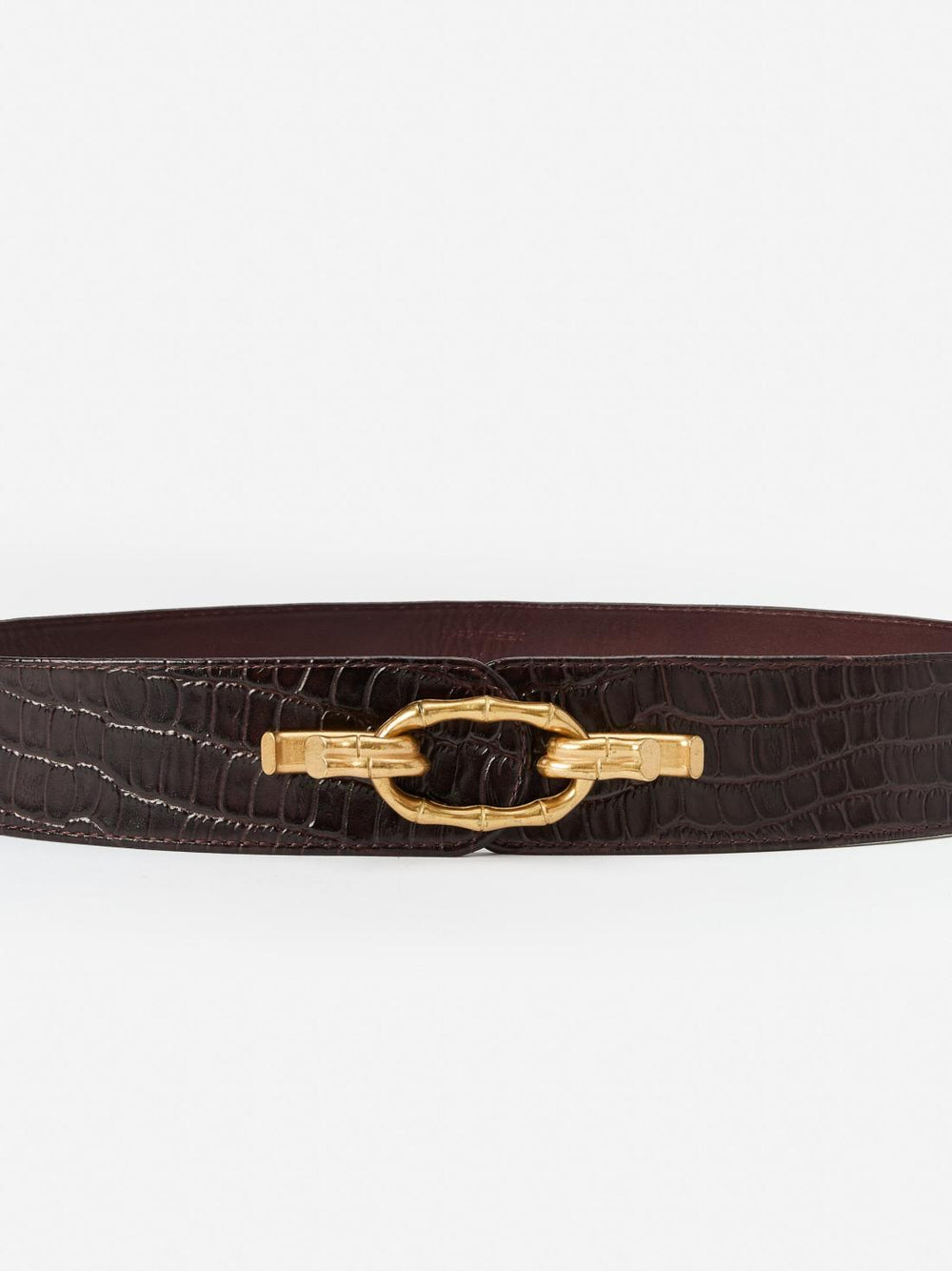 J.McLaughlin Jayna Leather Belt In Crocodile Dark Brown | Women Shoes & Accessories