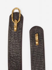 J.McLaughlin Jayna Leather Belt In Crocodile Dark Brown | Women Shoes & Accessories