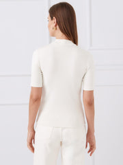 J.McLaughlin Jess Ribbed Top Ivory | Women Shirts & Tops
