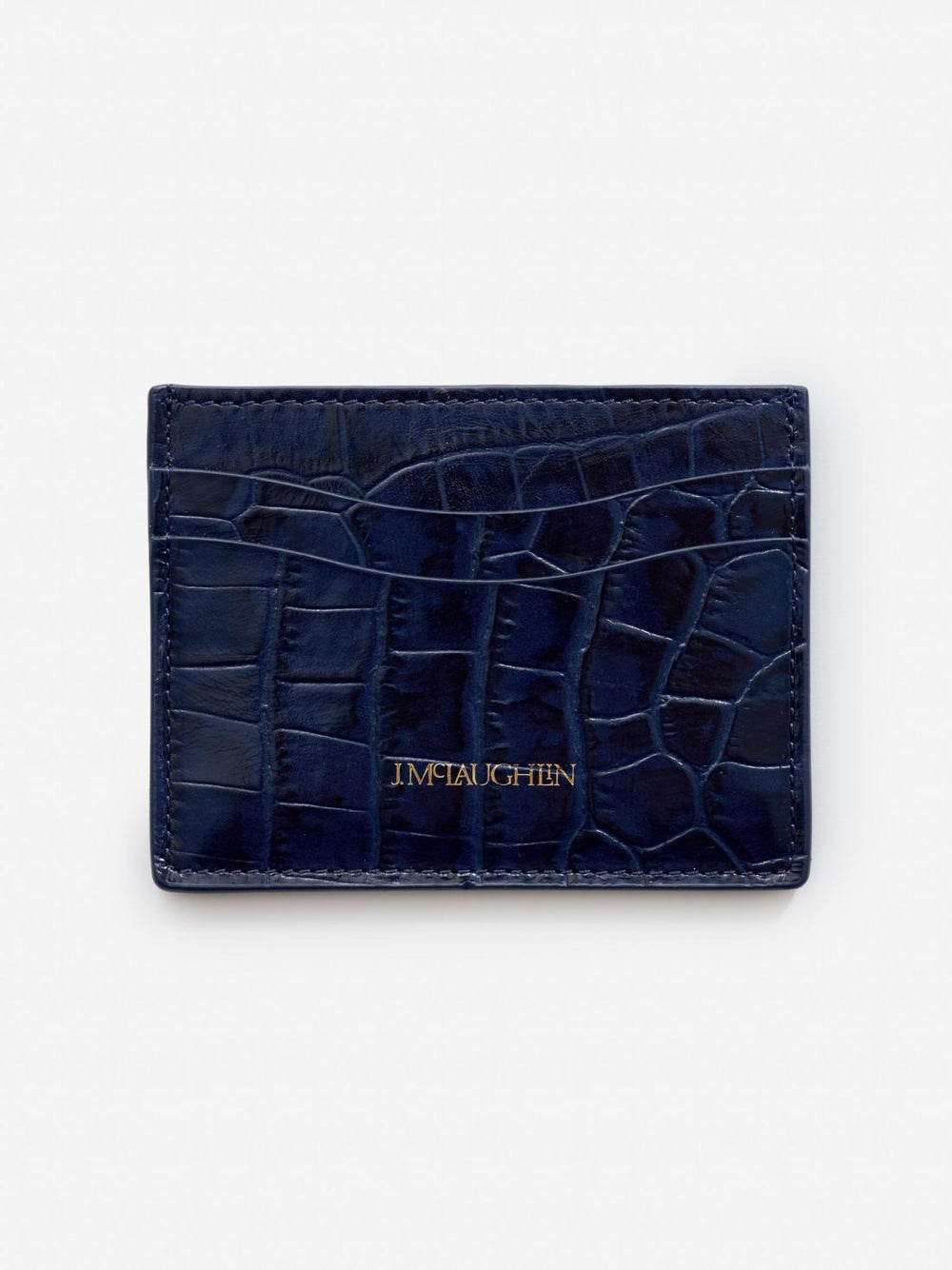 J.McLaughlin Leather Cardcase In Croc Deep Blue | Women/Men Shoes & Accessories