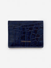 J.McLaughlin Leather Cardcase In Croc Deep Blue | Women/Men Shoes & Accessories