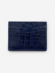 J.McLaughlin Leather Cardcase In Croc Deep Blue | Women/Men Shoes & Accessories