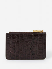 J.McLaughlin Libi Leather Card Case In Crocodile Dark Brown | Women Shoes & Accessories