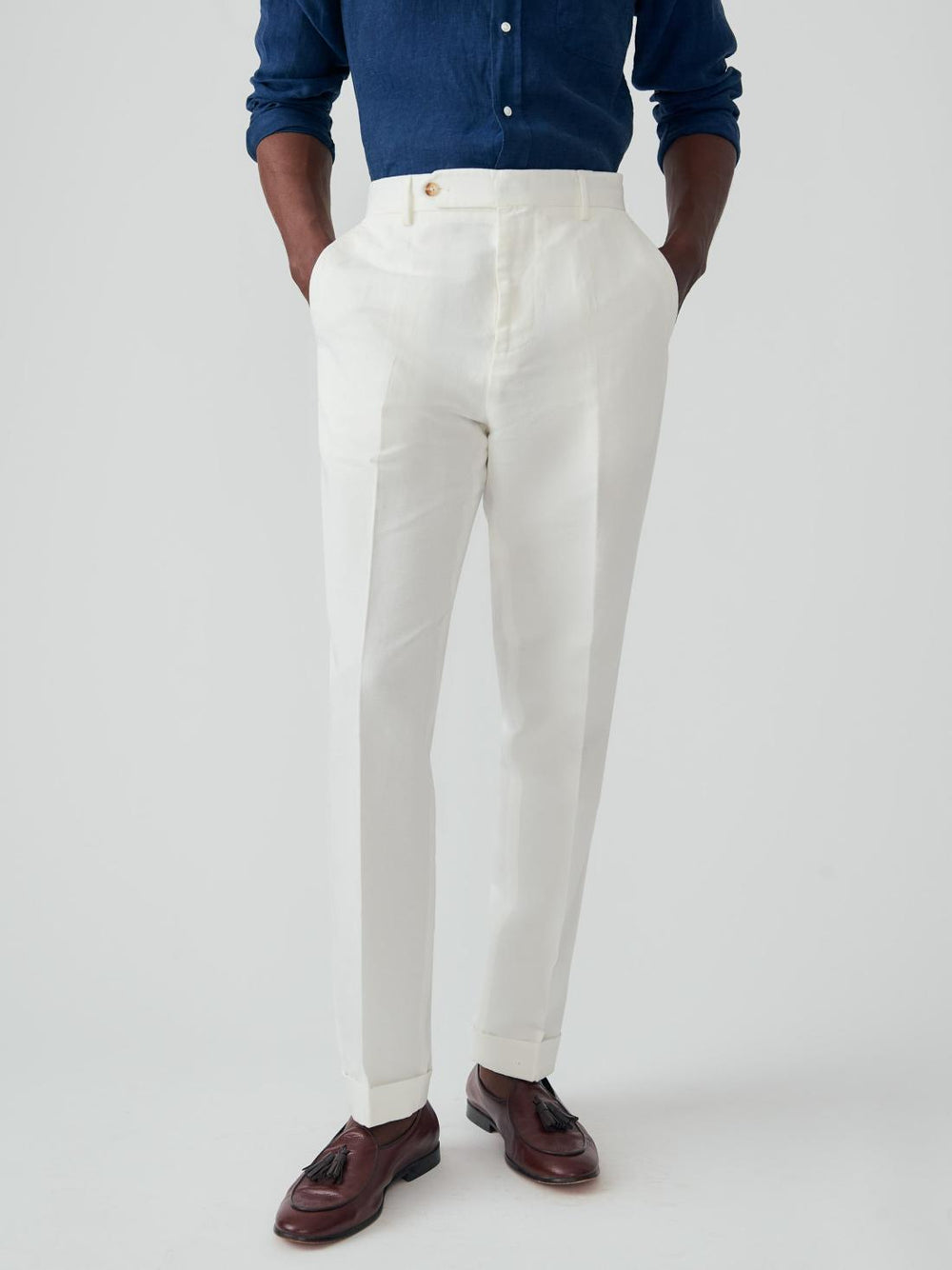 J.McLaughlin Linen Cotton Twill Oxford Pants White | Men Pants