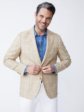 J.McLaughlin Lisbon Linen Sport Coat In Window Pane White/tan/blue | Men Jackets & Sport Coats