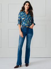 J.McLaughlin Lois Shirt In Jungle Tableau Navy/multi | Women Shirts & Tops