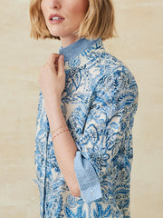 J.McLaughlin Lois Shirt In Paisley Flourish Off White/dark Blue | Women Shirts & Tops