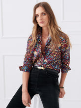 J.McLaughlin Lois Shirt In Savanna Blooms Black/red/blue | Women Shirts & Tops