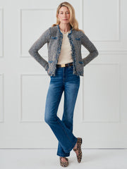 J.McLaughlin Marceline Cardigan Denim/tan | Women Sweaters