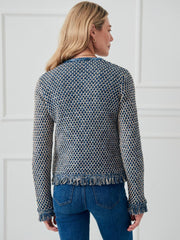 J.McLaughlin Marceline Cardigan Denim/tan | Women Sweaters