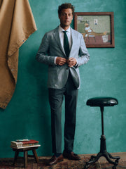 J.McLaughlin McCown Wool & Linen Sport Coat In Glen Plaid Light Blue/navy | Men Jackets & Sport Coats