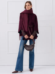 J.McLaughlin Mezzaluna Leather Handbag In Crocodile Dark Brown | Women Shoes & Accessories