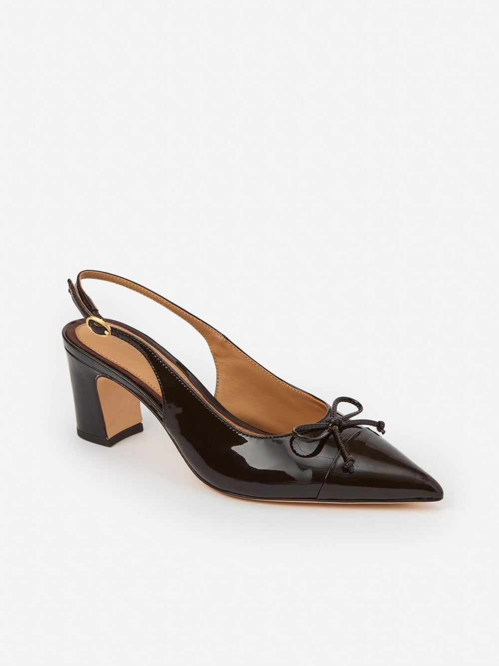 J.McLaughlin Miriam Patent Leather Slingback Heels Dark Brown | Women Heels & Wedges