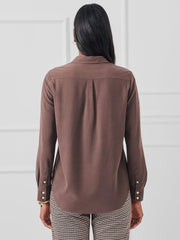 J.McLaughlin Miris Silk Shirt Brown | Women Shirts & Tops