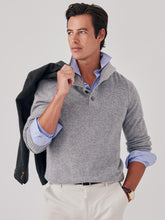 J.McLaughlin Mock Neck Cashmere Henley Sweater Light Heather Gray | Men/Women Sweaters
