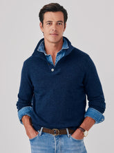 J.McLaughlin Mock Neck Cashmere Henley Sweater Navy/denim | Men/Women Sweaters
