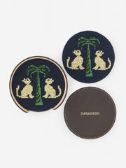 J.McLaughlin Needlepoint Coaster Set In Cat & Tree Dark Brown/khaki | Men Shoes & Accessories