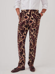 J.McLaughlin Oxford Velvet Pants In Baroque Paisley Ivory/mauve | Men Pants