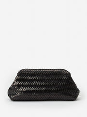 J.McLaughlin Palmer Woven Leather Clutch Black | Women Clutches