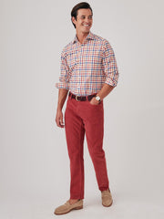 J.McLaughlin Parker 5-Pocket Straight Pants In Italian Stretch Cord Brick | Men Pants