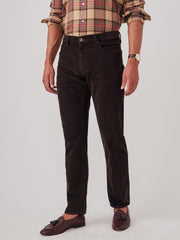 J.McLaughlin Parker 5-Pocket Straight Pants In Italian Stretch Cord Chocolate | Men Pants