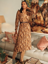 J.McLaughlin Portia Dress In Grasslands Camel/black | Women Dresses