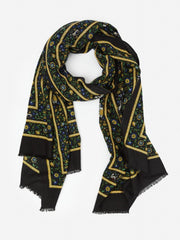 J.McLaughlin Reed Scarf In Country Garden Oblong Black/green/yellow | Women Shoes & Accessories