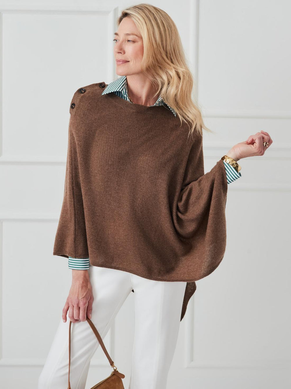 J.McLaughlin Saanvi Cashmere Poncho Coffee | Women Wraps & Ponchos