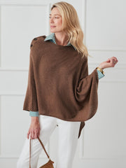 J.McLaughlin Saanvi Cashmere Poncho Coffee | Women Wraps & Ponchos