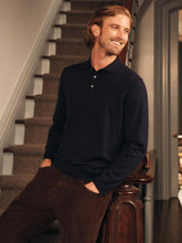 J.McLaughlin Savona Merino Wool & Silk Polo Sweater Dark Navy | Men/Women Sweaters