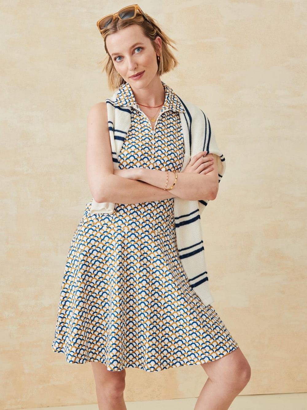 J.McLaughlin Skylar Dress In Among The Dunes Mustard/blue | Women Dresses