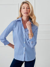 J.McLaughlin Sloane Shirt In Stripe White/blue | Women Shirts & Tops