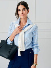 J.McLaughlin Sloane Shirt In Stripe White/sky Blue | Women Shirts & Tops