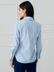 J.McLaughlin Sloane Shirt In Stripe White/sky Blue | Women Shirts & Tops