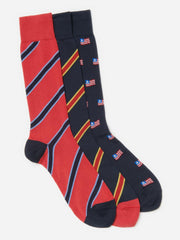 J.McLaughlin Sock Box Set Of 3 In American Flag Navy/red | Men Socks