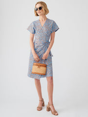 J.McLaughlin Soraya Dress In Jungle Dot Cocoa Brown/sky Blue | Women Dresses
