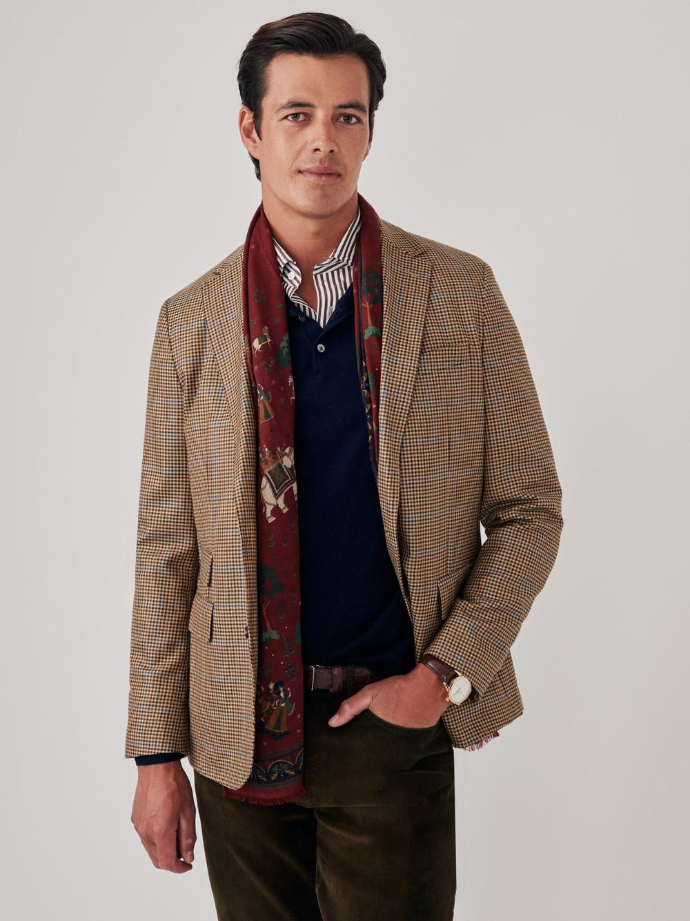 J.McLaughlin Suffolk Sport Coat In Houndstooth Cobalt/brown/green | Men Jackets & Sport Coats