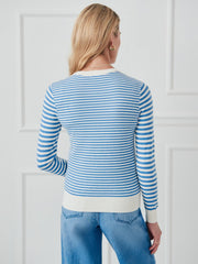 J.McLaughlin Tierney Sweater In Stripe Off White/chambray | Women Sweaters